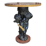 Guéridon en bronze et marbre, Psyché et Cupidon, Auguste Moreau (1834-1917)