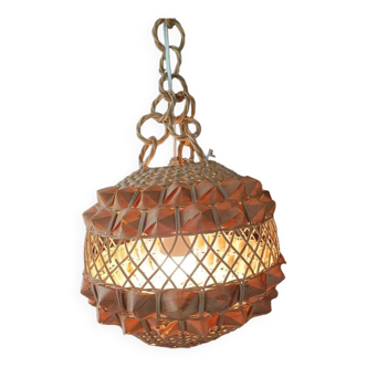 Suspension abat jour luminaire osier boule