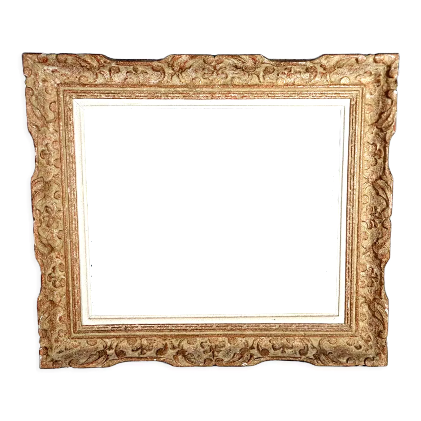 Montparnasse frame with keys carved ceruse wood 62x53 cm, foliage 46x38 cm SB
