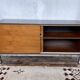 Enfilade 2 sliding doors in teak feet vintage chrome