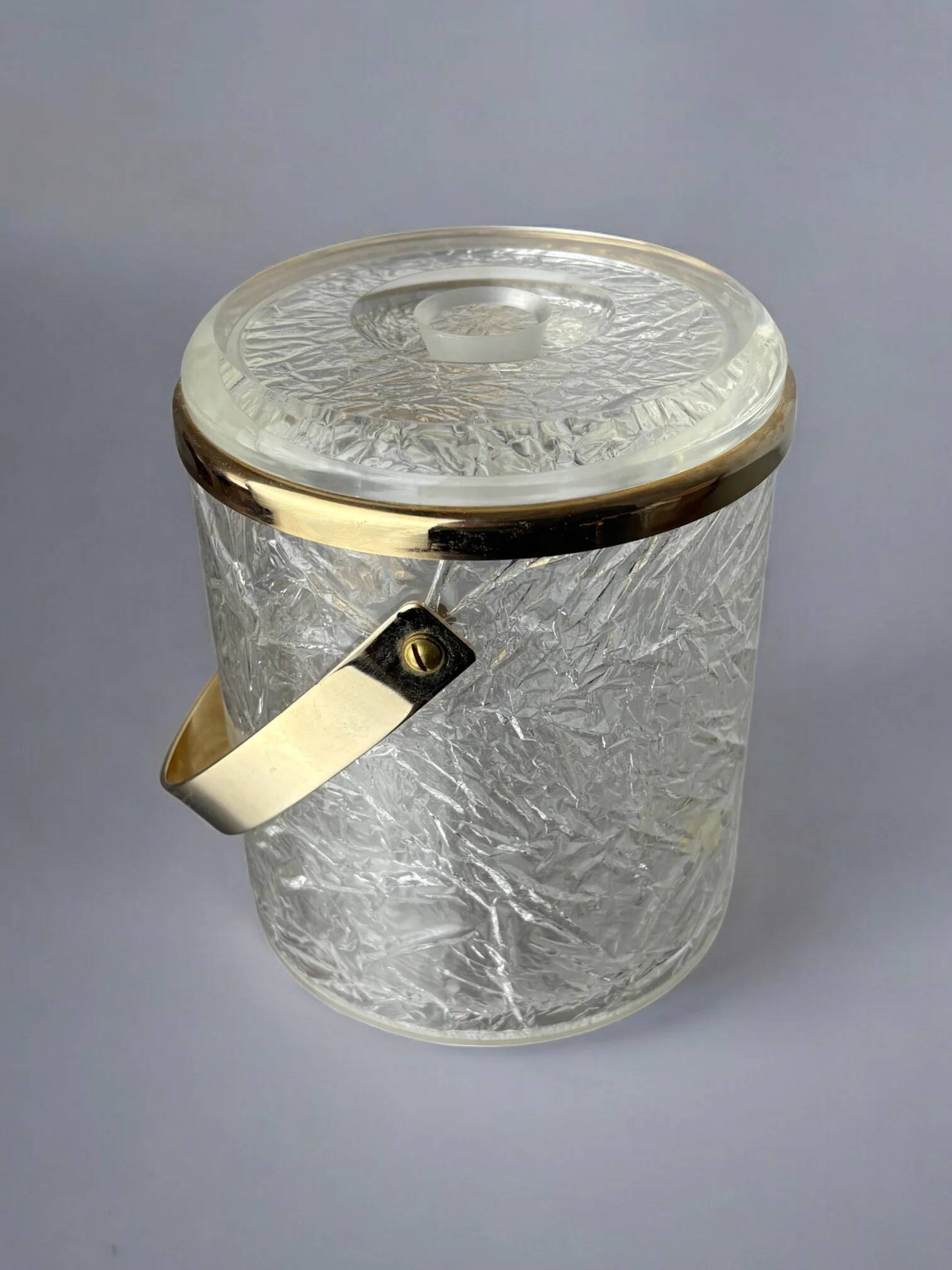 Dior style lucite ice bucket with tongs, Italy, 1970s