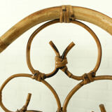 Vintage rattan room divider – ornate folding screen (1970s)