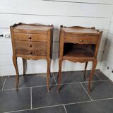 Paire de tables de chevet style Louis XV en chêne