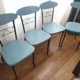 Unit or lot of 4 80s design chairs made in Italy designer Effezeta