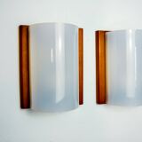 Pair of pine and methacrylate wall lights, Spain 1980