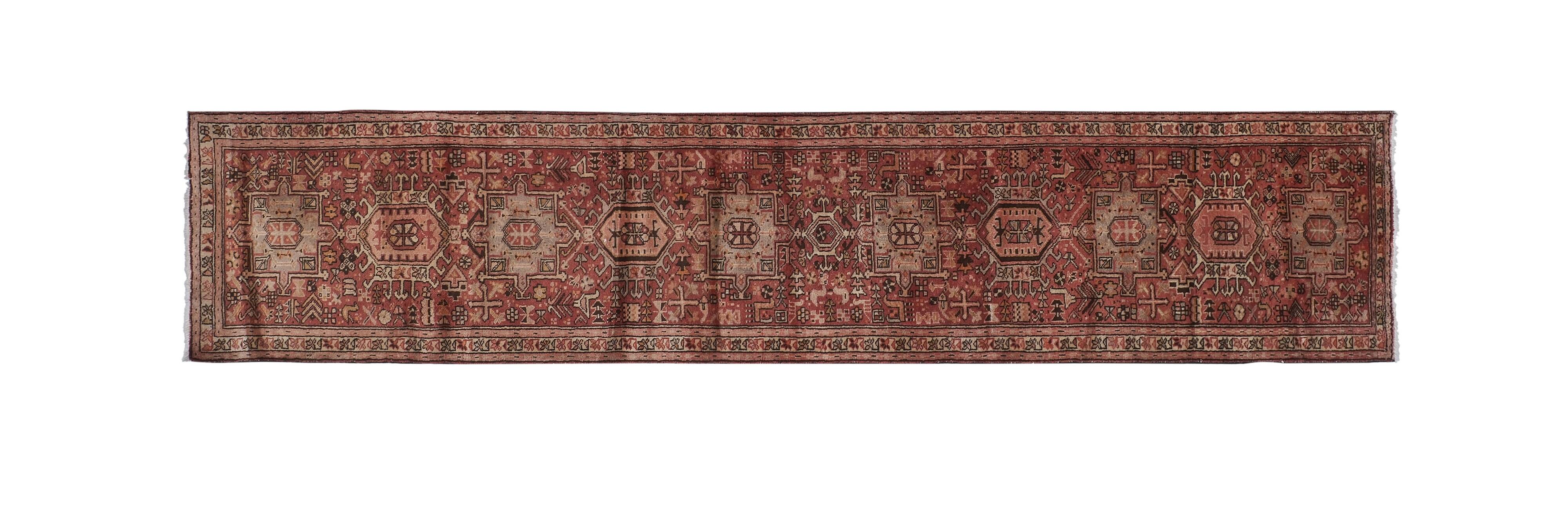 Vintage Turkish Oushak Rug Handwoven 84x388 cm