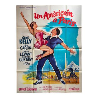 Affiche cinéma "Un américain à Paris" Gene Kelly, Leslie Caron 120x160cm 1960
