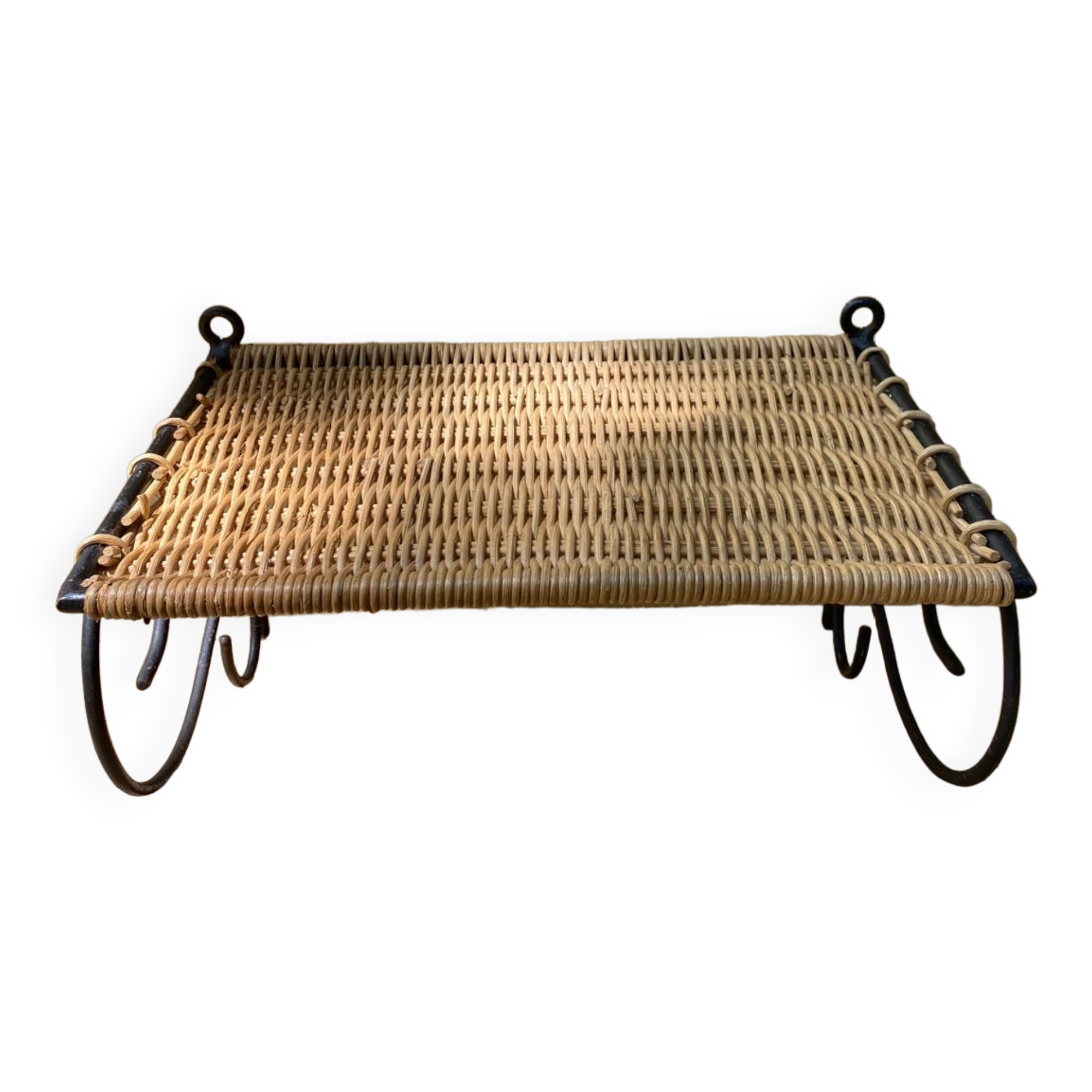 Wicker and metal shelf, 50s