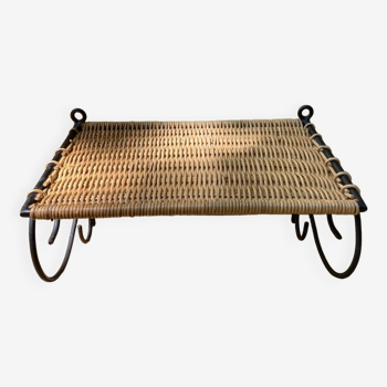 Wicker and metal shelf, 50s