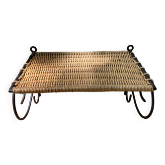 Wicker and metal shelf, 50s
