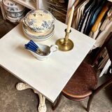 Bistro table in beige cast iron and ecru wood