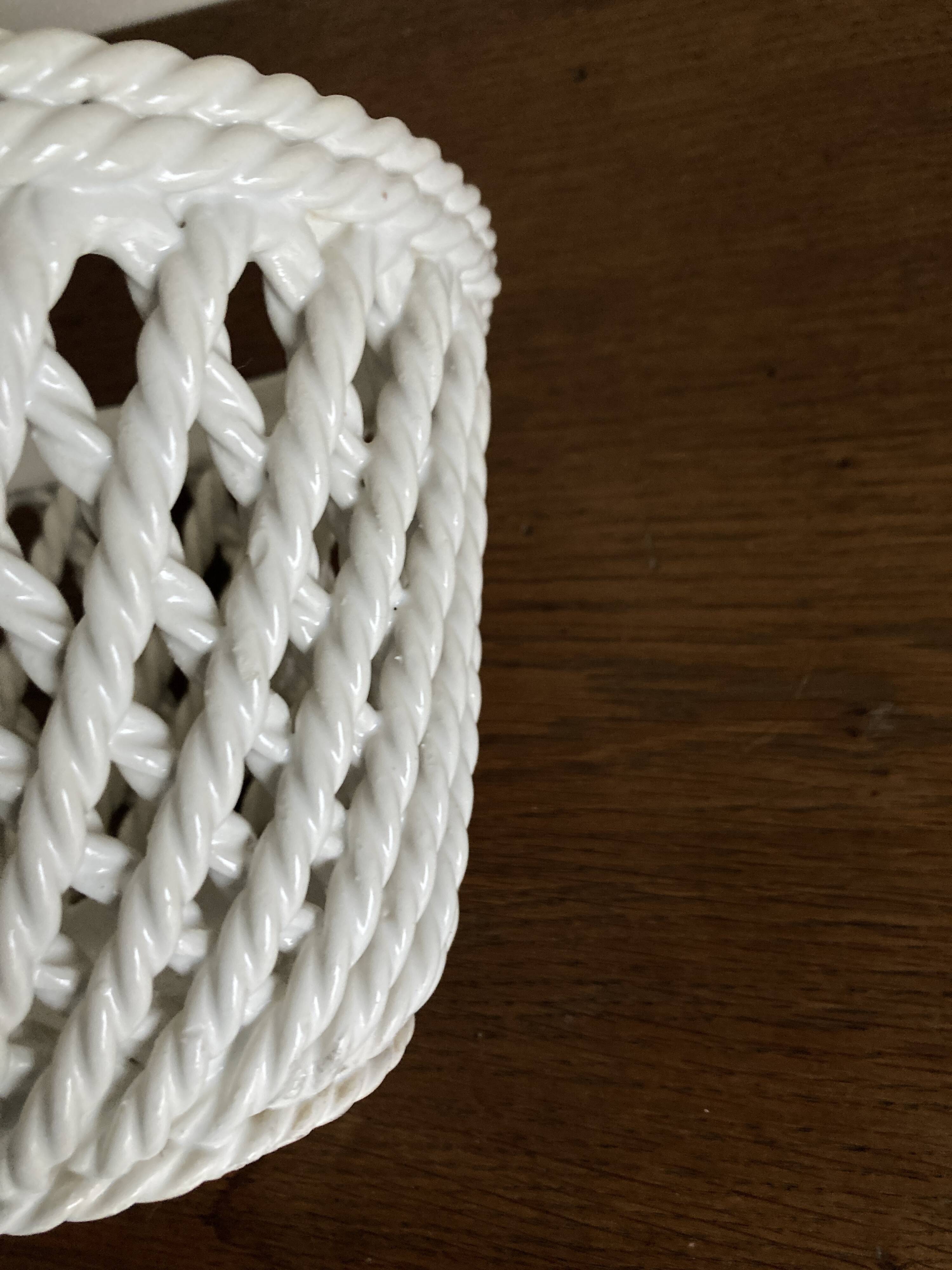 Italian woven ceramic cachepot, 1960s