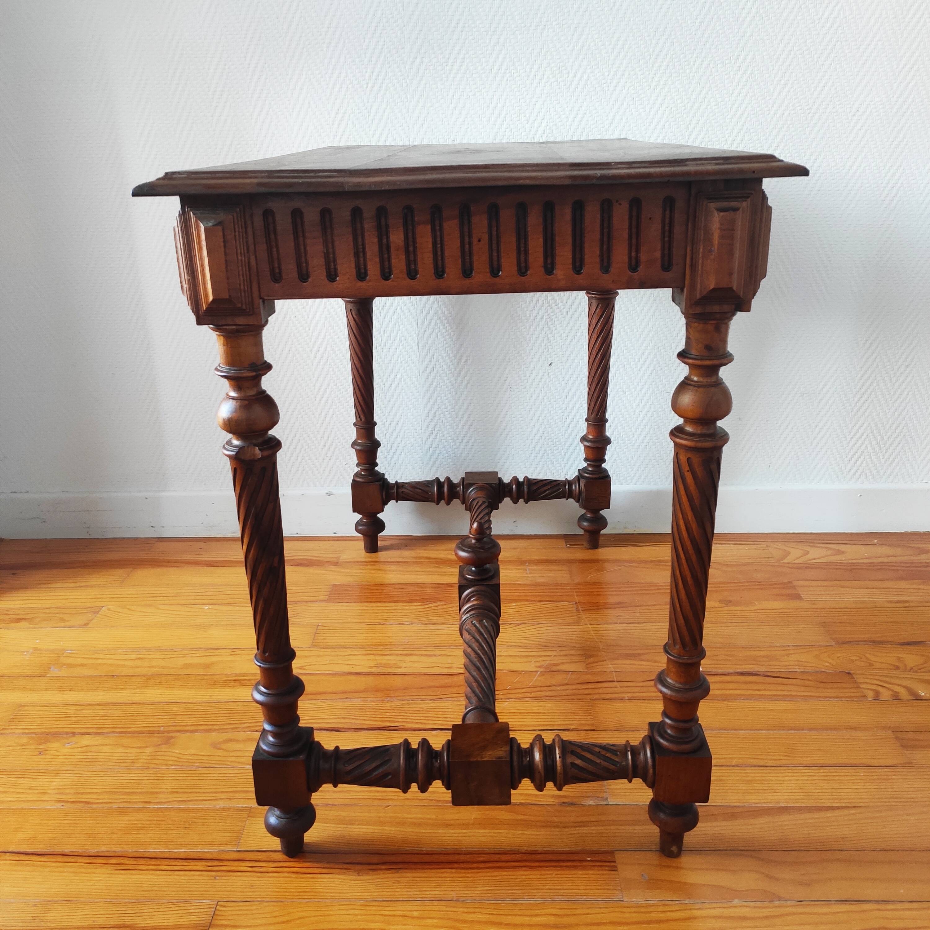 Antique desk table in solid walnut