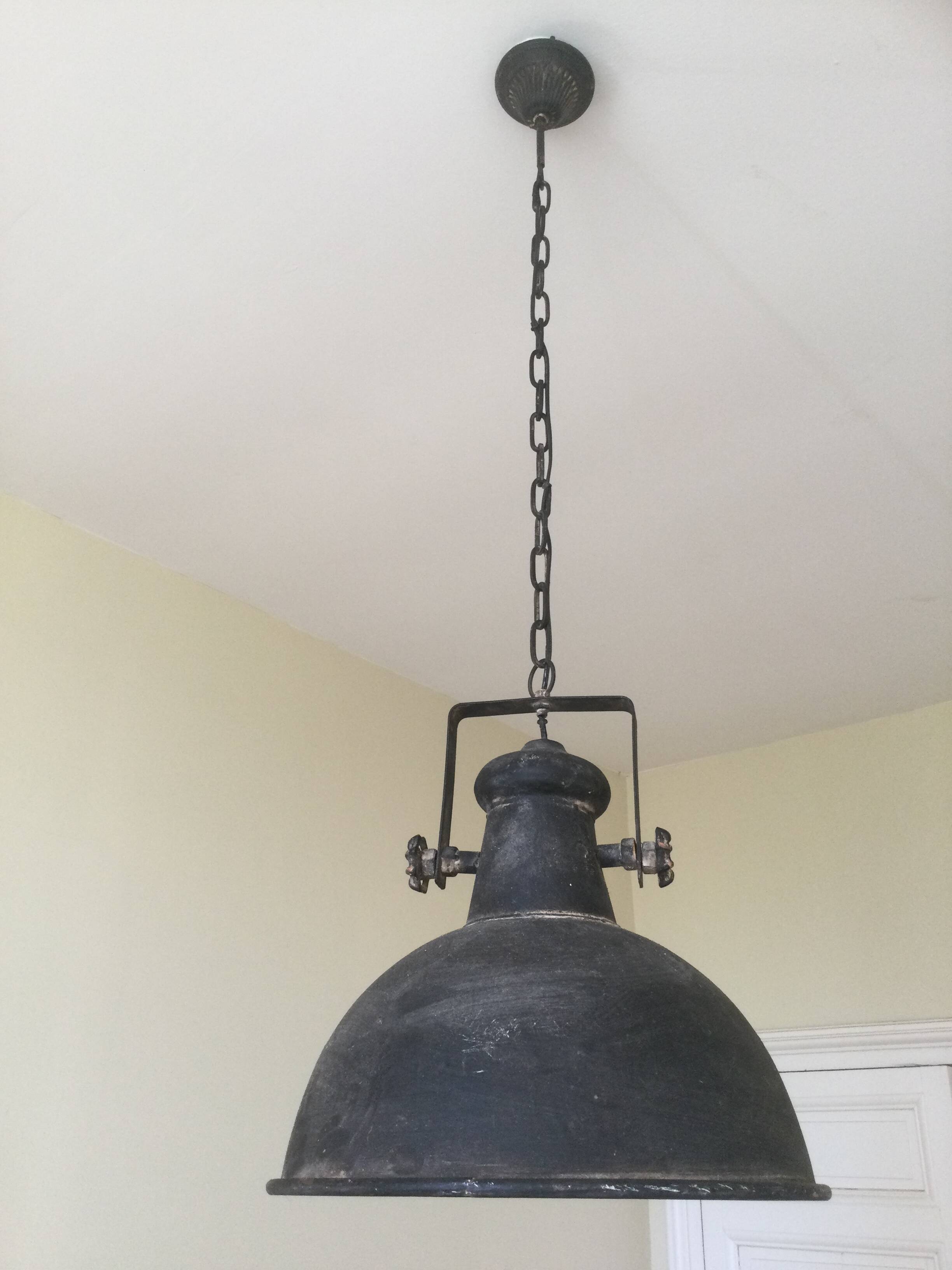 Large round sheet metal pendant light