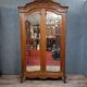 antique walnut carved wardrobe – Louis XV style – mirror doors – 19th century