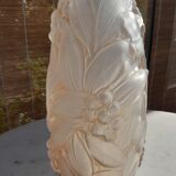 Art Deco vase foliage pink hue H 28cm Diam 9 cm