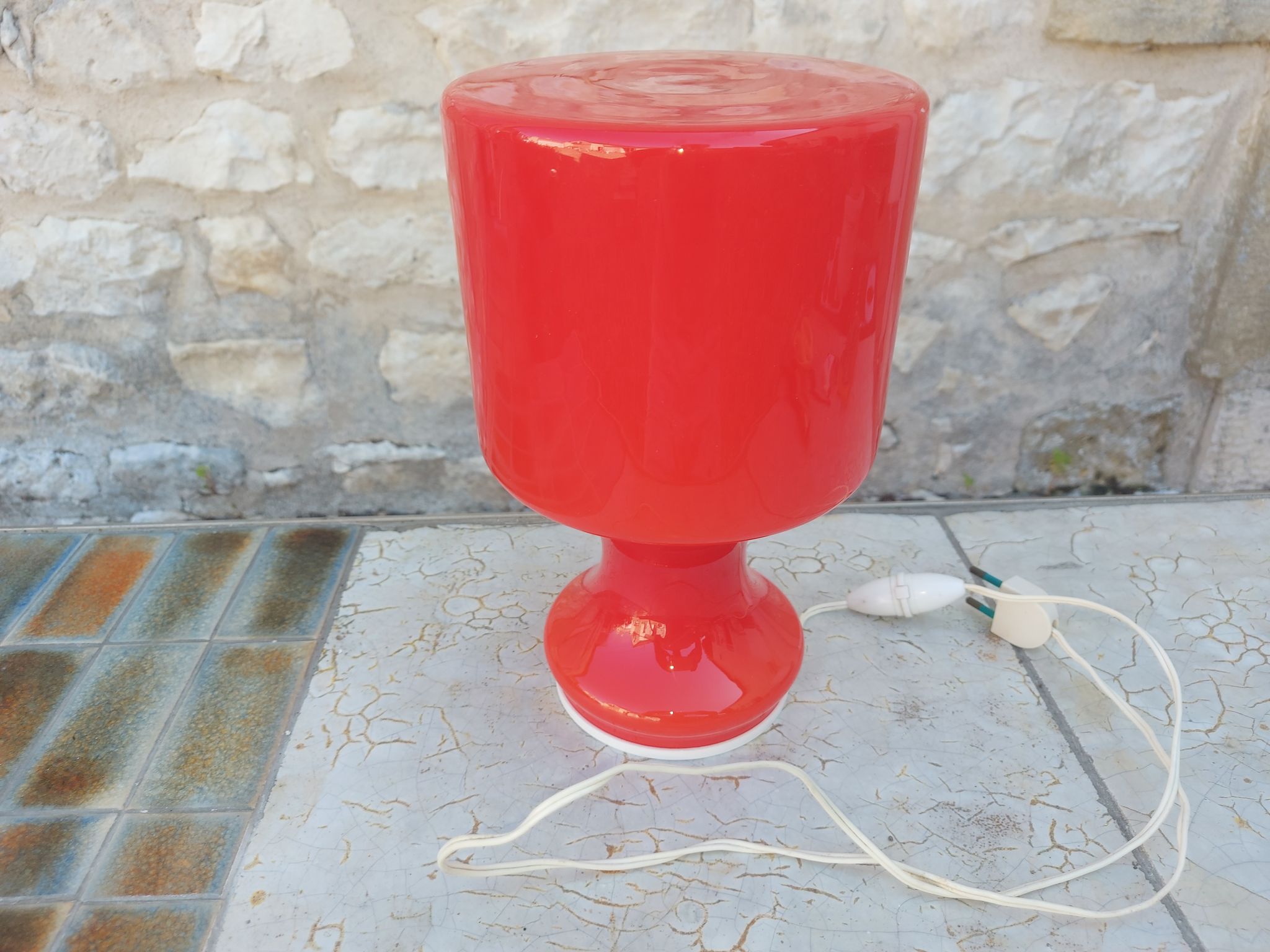 Vintage red opaline lamp from the 70'S