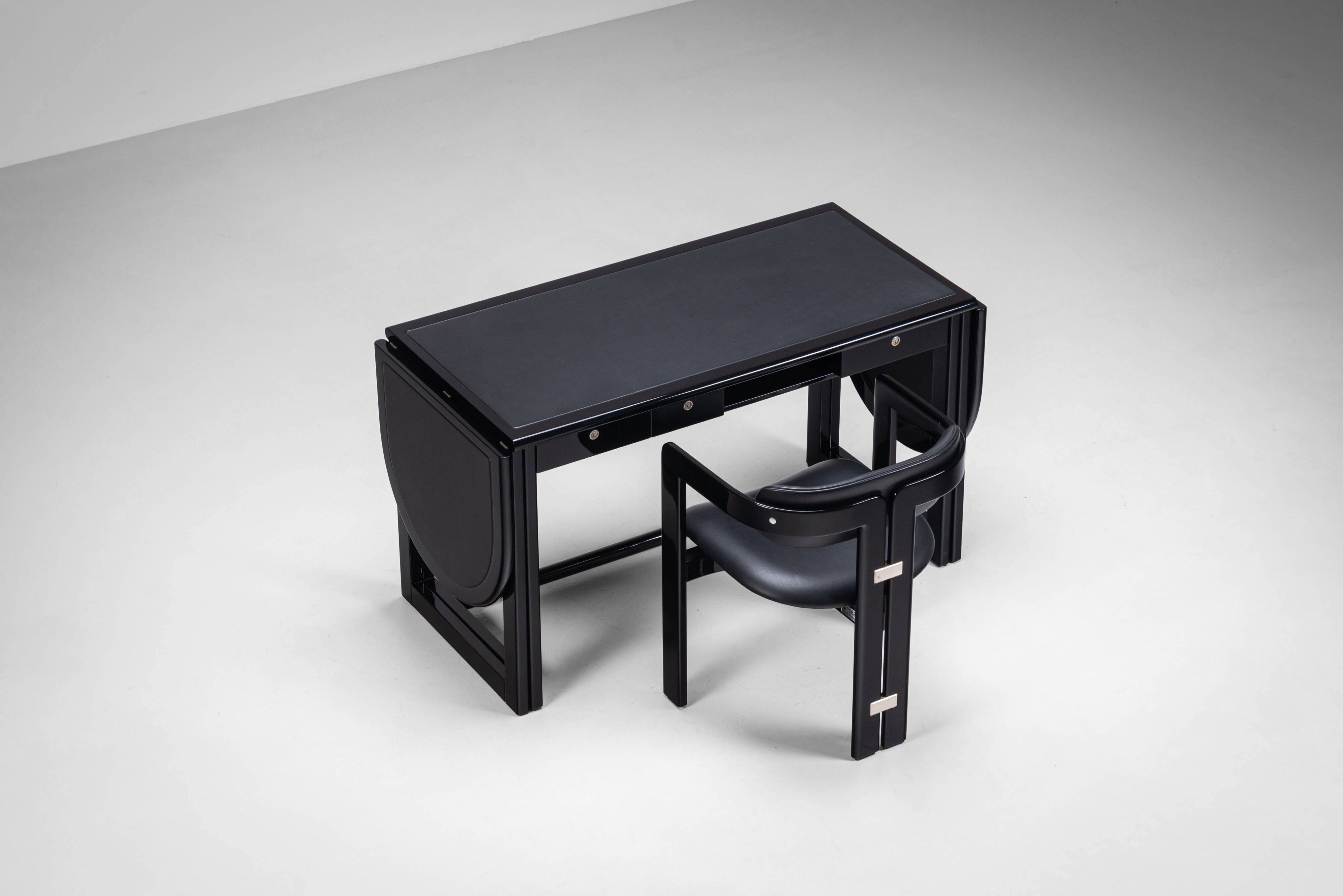 Augusto Savini rare drop leaf desk with Pamplona chair for Pozzi Italy