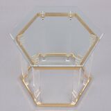 Table d'appoint en forme d'hexagone Hollywood Regency années 1970 France