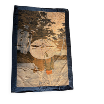 Tenture japonaise ancienne – Velours Yūzen Birodo