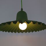 Two lamps/ pendant lamps in recycled cardboard, pink and green, seletti