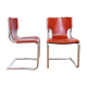 Pair of chairs in leather and chrome tube
