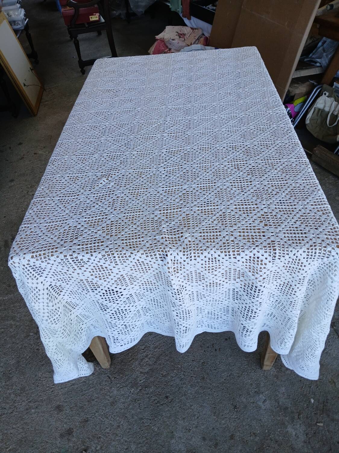 Handmade crochet antique bedspread
