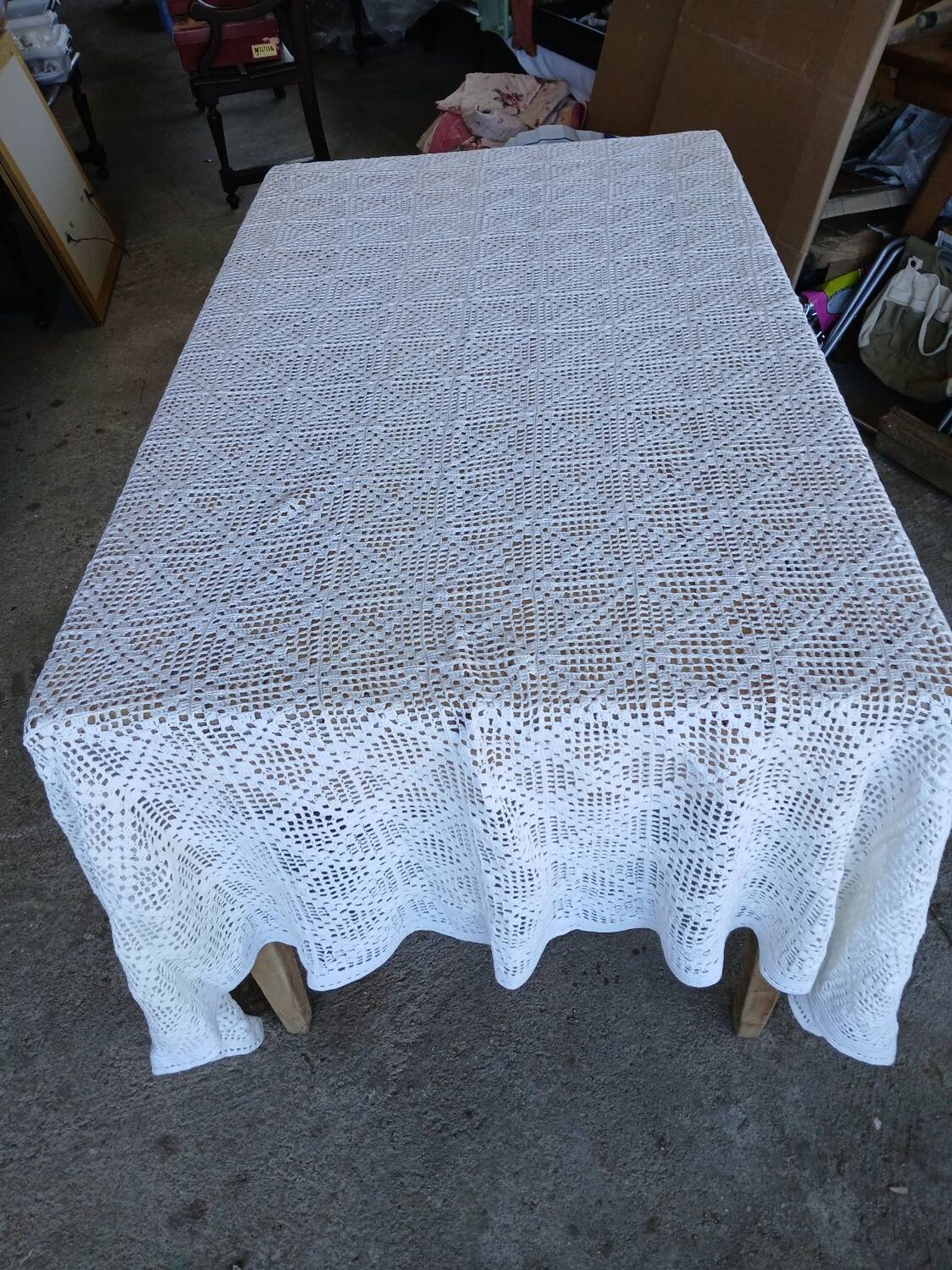 Dessus de lit ancien en crochet fait main