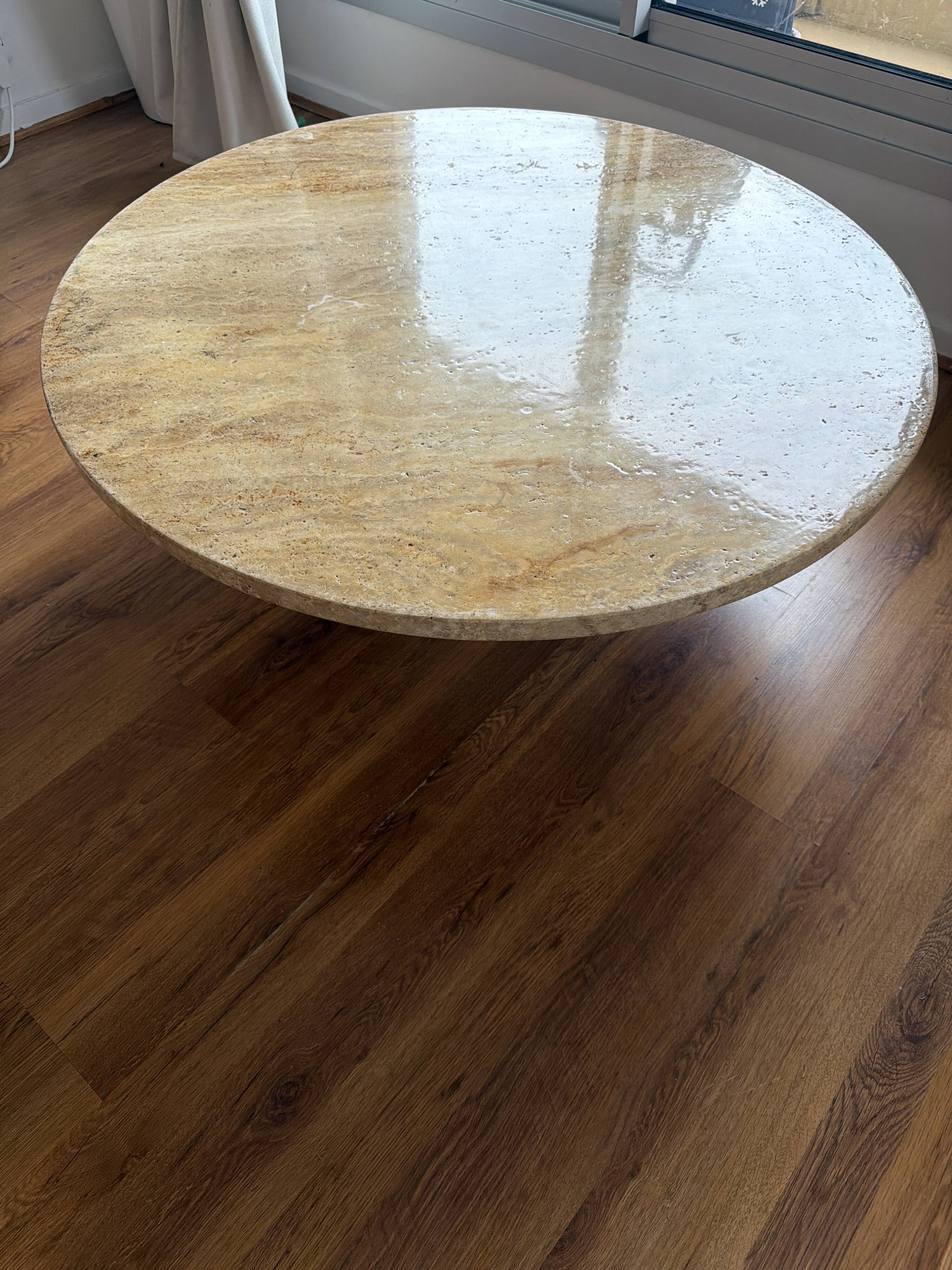 Travertine round table