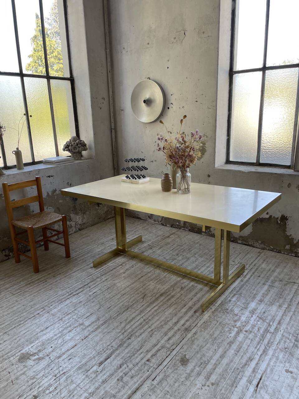 Brass table 1970 Italian lacquer