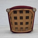 1950s, Danish relax armchair, cherry-red furniture velour, dark beech wood.