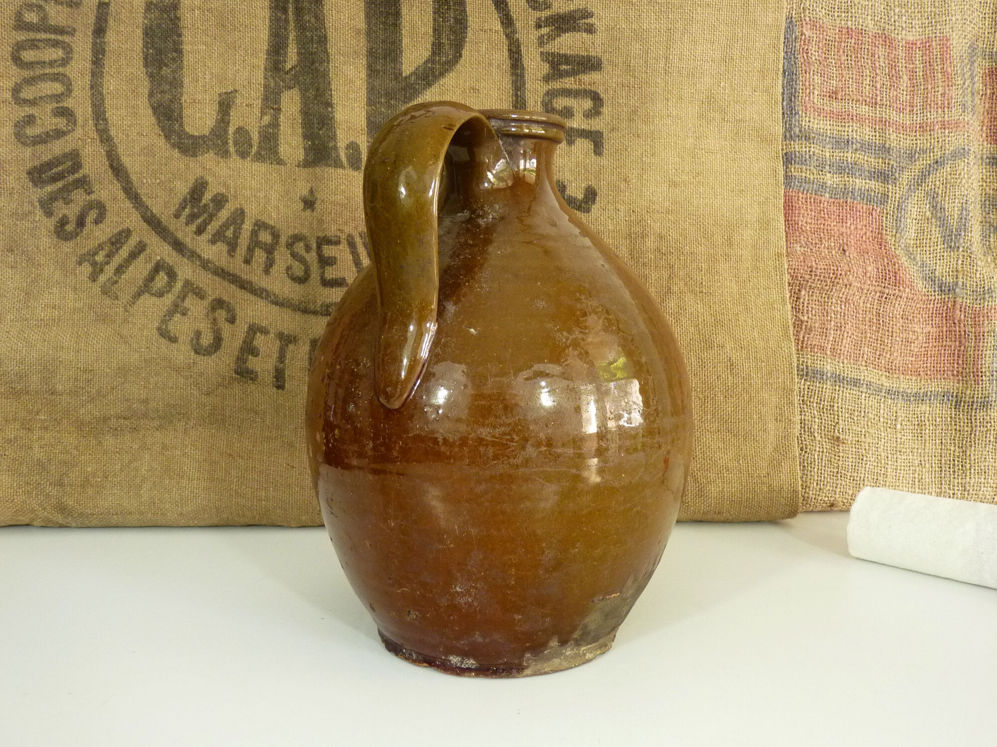 Brown pitcher in glazed terracotta, south west of France, 19th