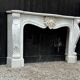Louis XV style fireplace in white Carrara marble circa 1900