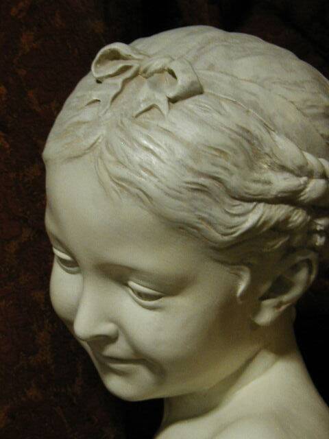 Sculpture bust girl "the laughing girl of Pigalle" terracotta patina