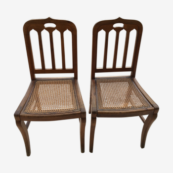 Paire de chaises cannées