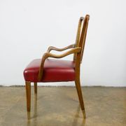 Austrian Dining Chairs in Walnut and Red Leather by Oswald Haerdtl from the Mid-Century