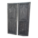 Set of 2 carved wooden panels/doors + 1 to restore