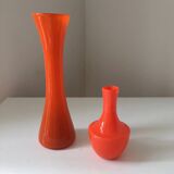 Set of 2 Vintage 1970s orange bud vases