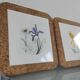 Pair of vintage botanical trivets in ceramic and cork – Yes
