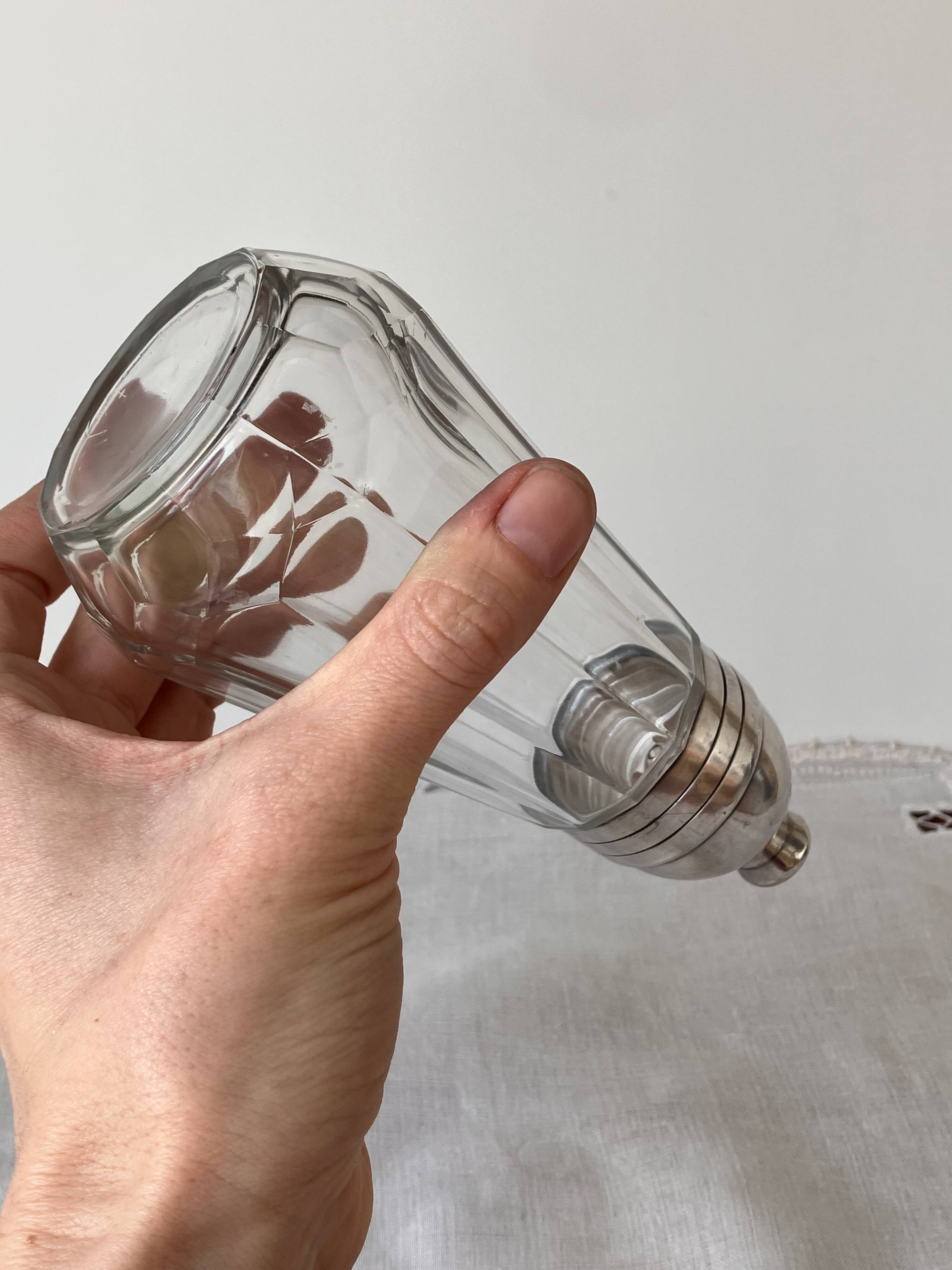 Saupoudreuse poudrier à sucre Christofle cristal et métal argenté Megeve