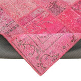 Handwoven oriental overdyed 205 cm x 300 cm pink patchwork carpet