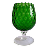 Vintage Green Glass Footed Vase