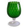 Vase sur pied en verre vert vintage