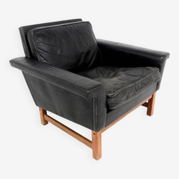 Scandinavian leather armchair, Sweden, 1960