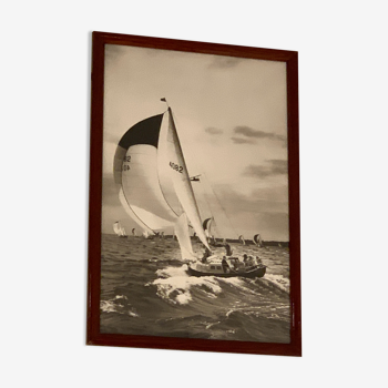 Framed photography ocean and sailboats