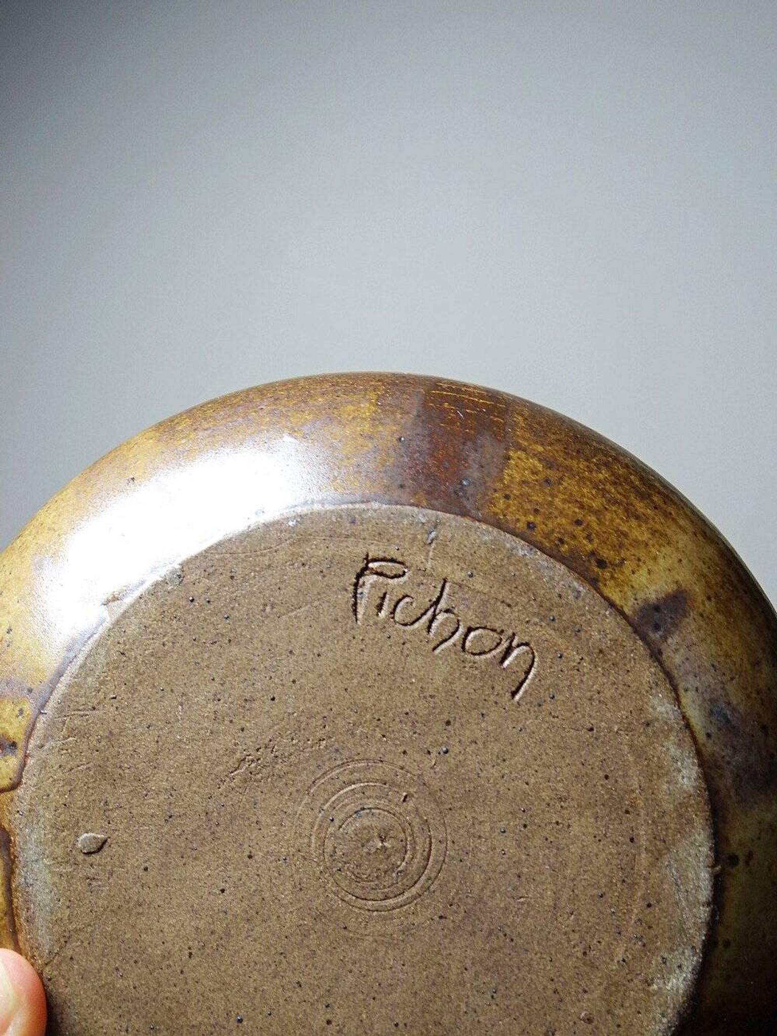 Vintage Japanese-style teapot from the 70s-90s, handmade brown stoneware signed Pichon.