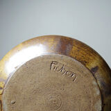 Vintage Japanese-style teapot from the 70s-90s, handmade brown stoneware signed Pichon.