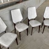 Set of 4 elegant French chairs Scandinavian style vintage 1960 imitation leather
