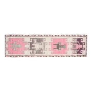 1970s Human Motif Turkish Vintage Oushak Handmade Wool Runner 92x327
