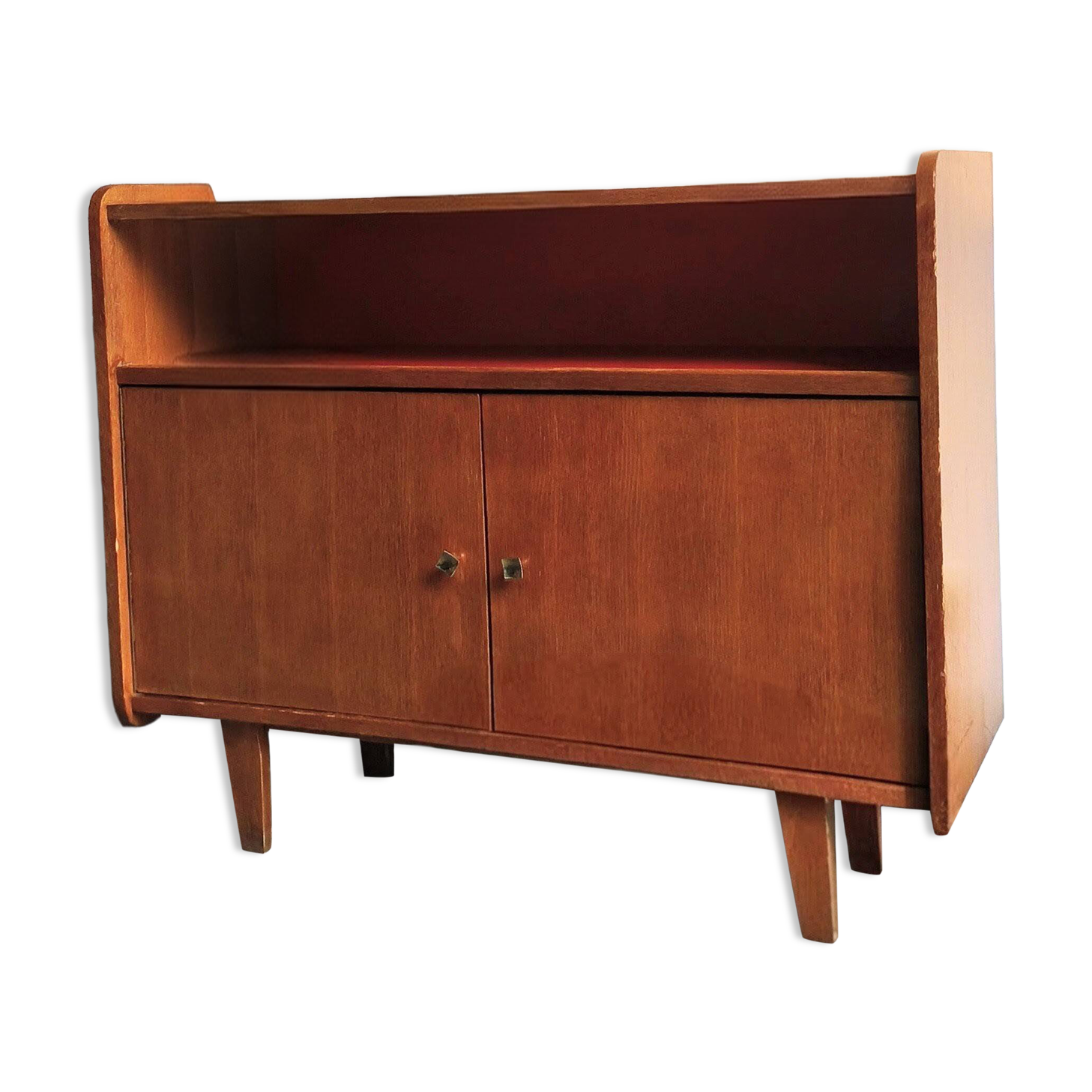 Meuble bas moderniste buffet bibliothèque vitrine  1960 / 70s